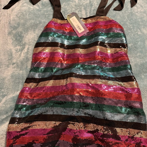NWT Show Me Your Mumu Womens Super Slip Tie Party Stripe Sequin Dress Size Small - Picture 3 of 5